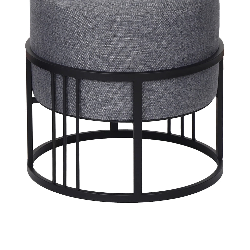 Set di 2 pouf impilabili design moderno e senza tempo multifunzionali rotondi grigio scuro 03_0009695