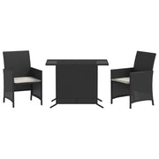 Set da Bistr¨° 3 pz | Set Salotto da Giardino con Cuscini Nero in Polyrattan