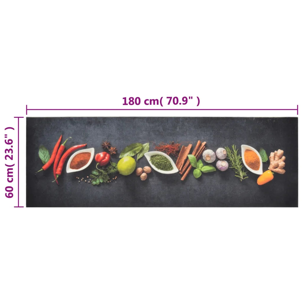 Tappeto da Cucina Lavabile-Tappetino da Cucina Spezie 60x180 cm Velluto 170012