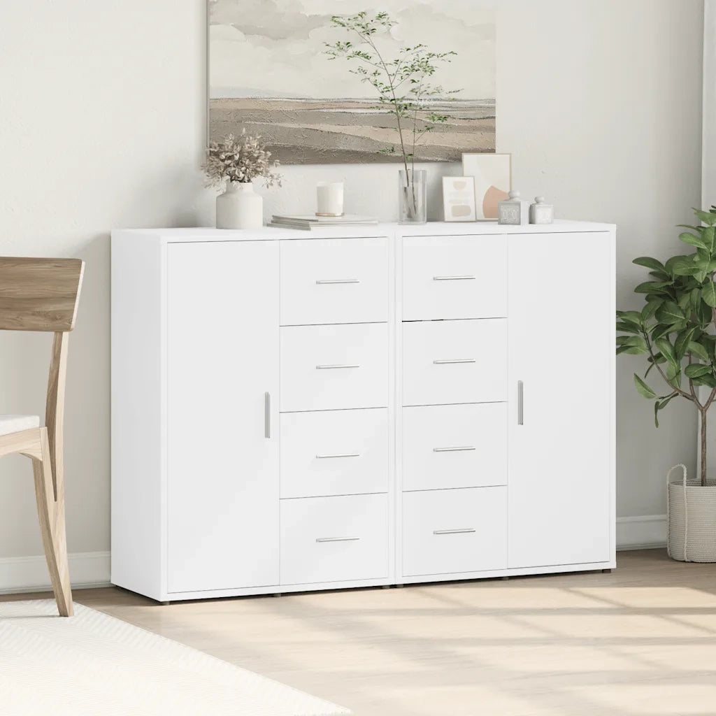 Credenze 2 pz Bianche 60x31x84 cm in Legno Multistrato