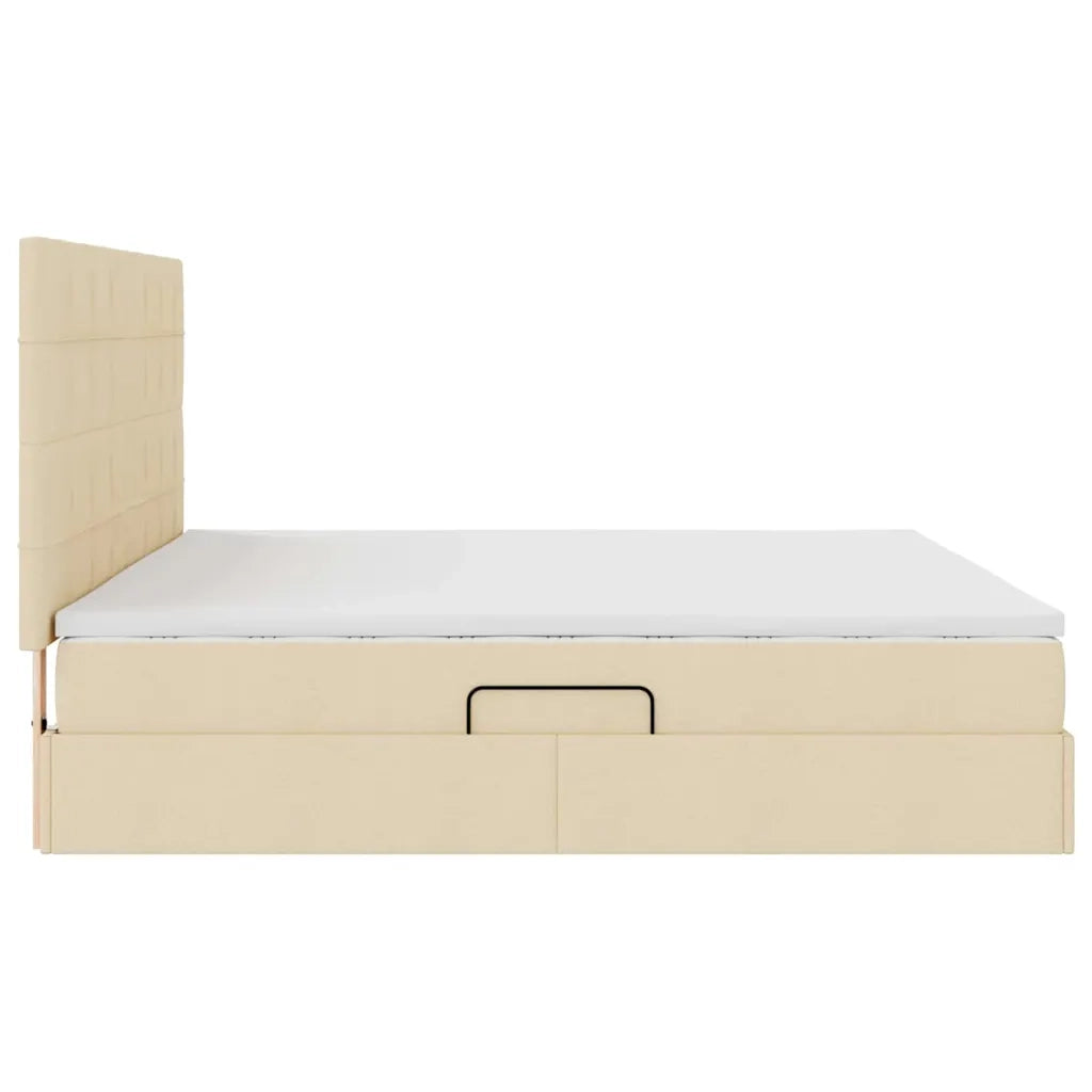 Letto con contenitore e materasso Crema 200 x 200 cm Poliestere