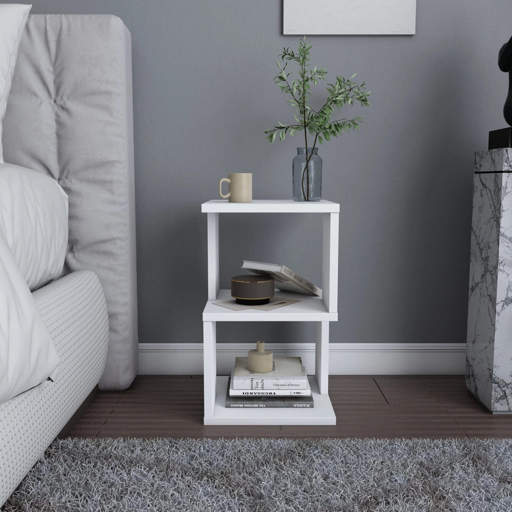 Comodino in legno "Carter" - 30 x 30 x 49 cm - Bianco