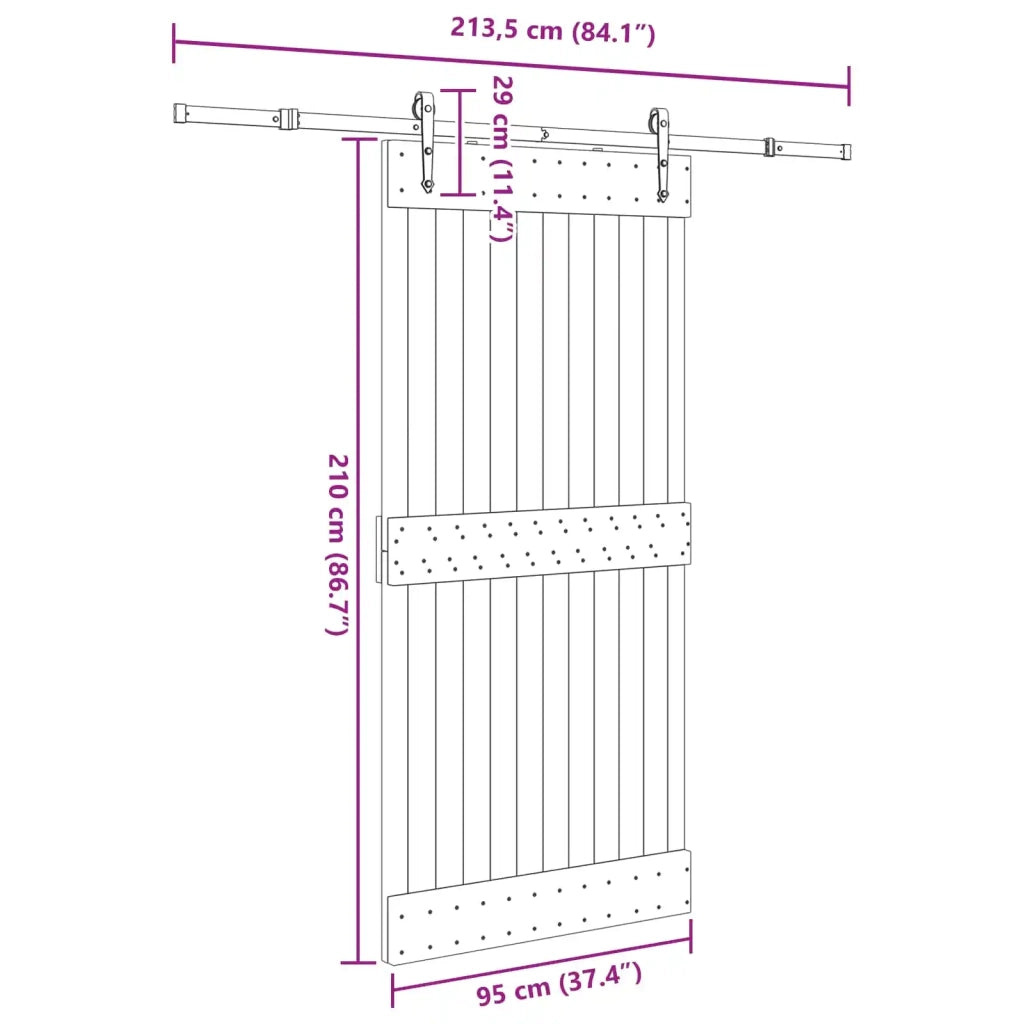 Porta scorrevole NARVIK Naturale e Nero 95 x 210 cm (213,5 cm) 3445297