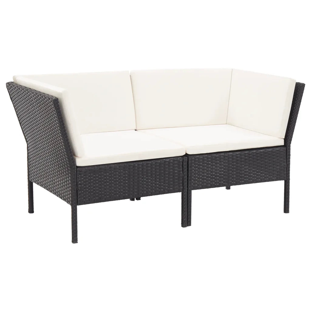 Set Divani da Giardino 6 pz con Cuscini in Polyrattan Nero 48948