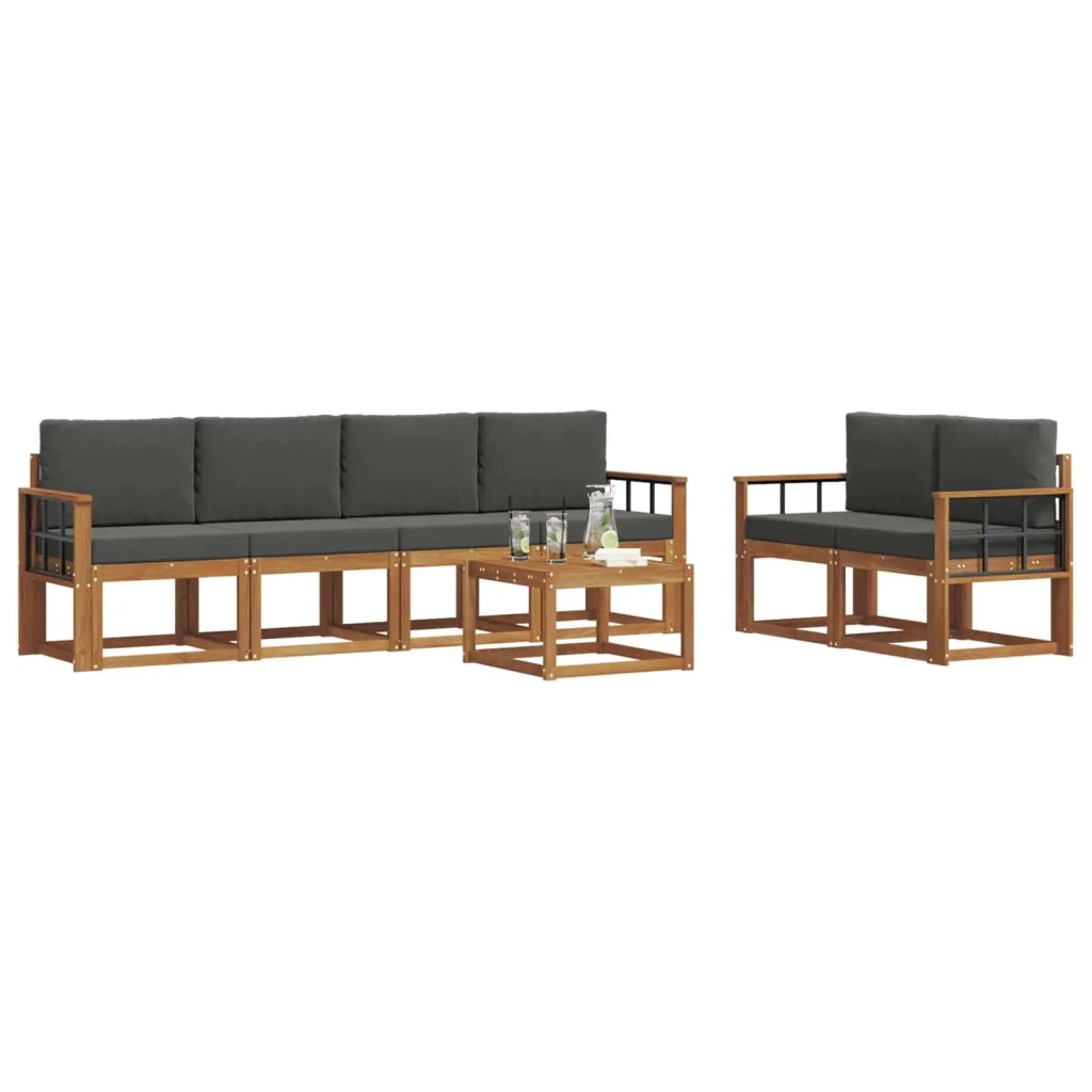 Set di divani da esterno con cuscino 7 pcs Naturale e Antracite 3366055