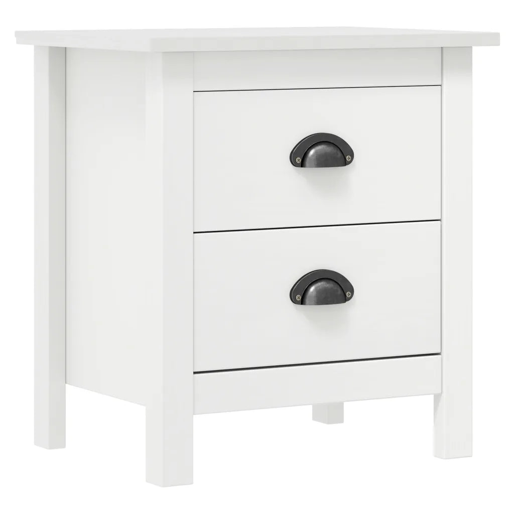 Comodino Hill Bianco 46x35x49,5 cm Legno Massello di Pino cod mxl 41291