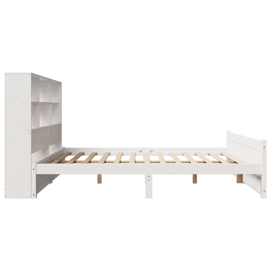 Letto Libreria senza Materasso Bianco 160x200 cm Legno di Pino 3322476