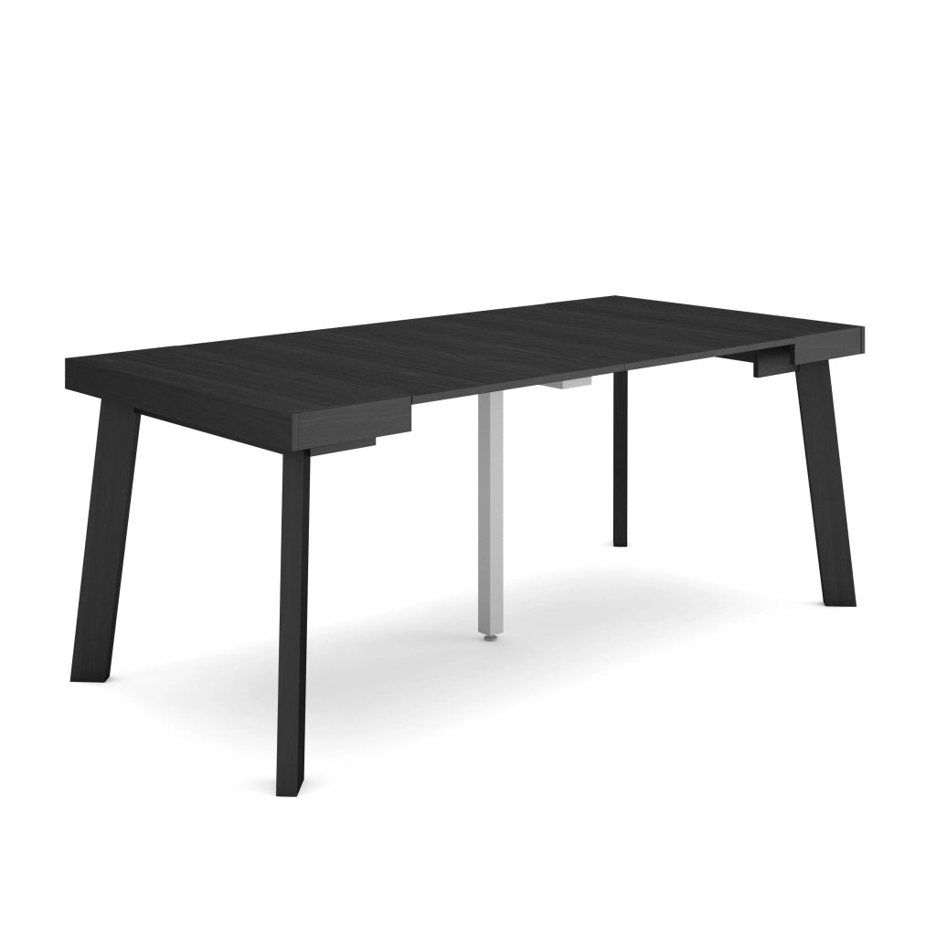 Consolle allungabile, 180x90x73cm, Per 8 persone, Gambe in legno, Nero RF3004