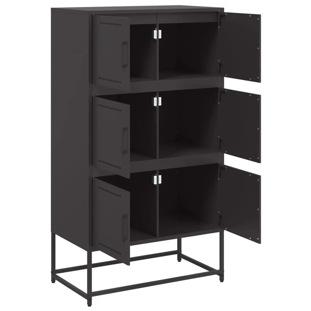 Buffet credenza cassettiera armadio mobile contenitore organizer per cucina soggiorno salotto 68,5 x 38,5 x 123,5 cm acciaio nero 02_0036017