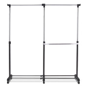 Stand appendiabiti da terra in acciaio con 6 ruote, Porta abiti regolabile 91-160x43x93-168cm, Nero-Appendiabiti