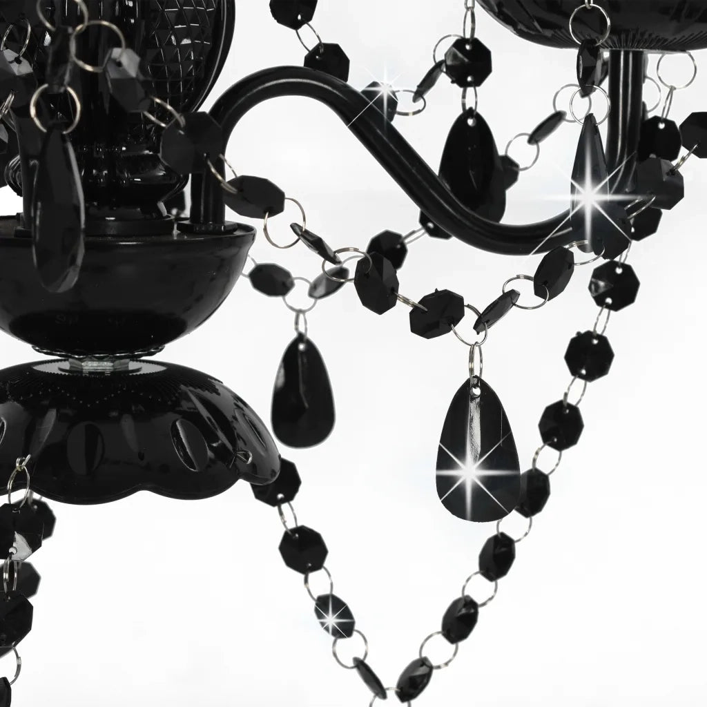 Lampadario con Perline Nero Tondo 3 E14 281597