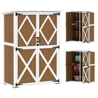 Capanno da Giardino in Legno di Abete con 2 Ripiani e 2 Porte, 116.5x57x159/167 cm, Marrone e Bianco