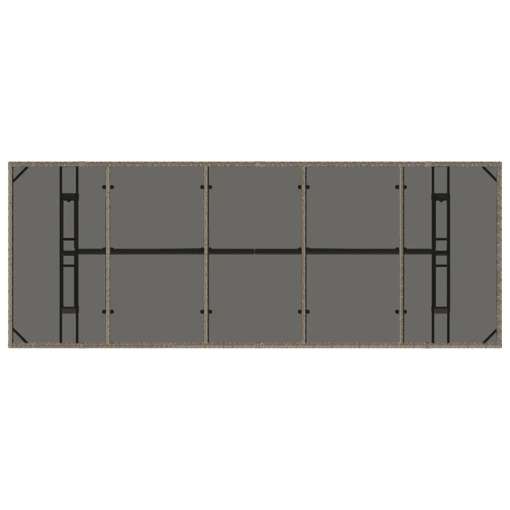 Tavolo da Giardino Piano in Vetro Grigio 240x90x75cm Polyrattan 365599