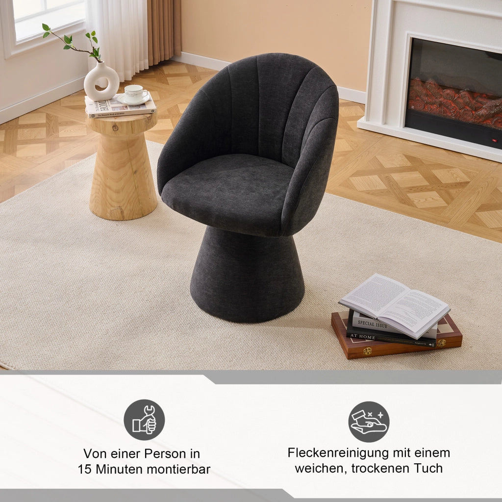 SEDIA girevole 56x57x80 cm in tessuto chenille grigio