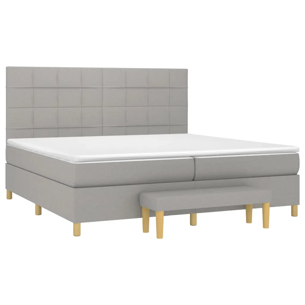 Giroletto a Molle con Materasso Grigio Chiaro 200x200cm Tessuto cod mxl 53095