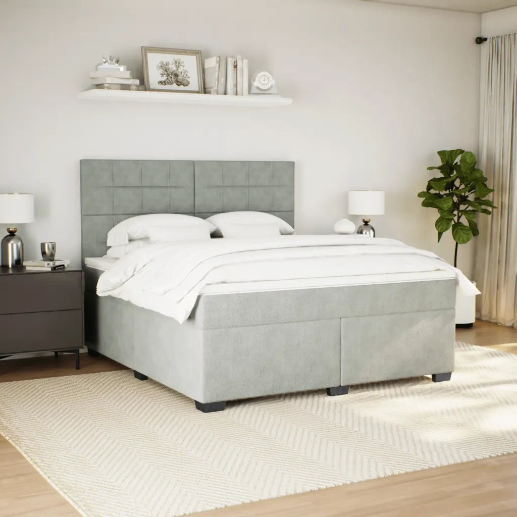 Giroletto a Molle con Materasso Grigio Chiaro 180x200cm Velluto 3290978