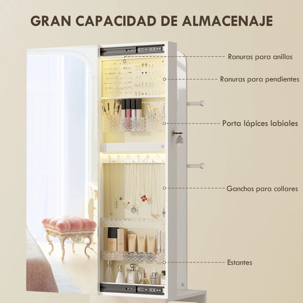 Armadio Specchio con Luci LED e Cassetti ¨C Zephmum ¨C Bianco 90x51x40