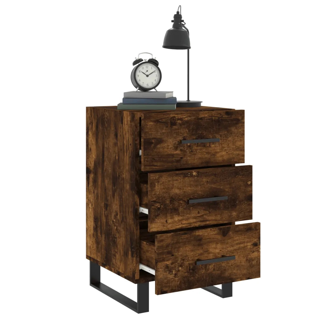 Comodino Rovere Fumo 40x40x66 cm in Legno Multistrato 827689