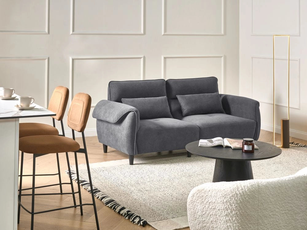 Divano 3 posti Grigio Scuro Poliestere Rivestimento idrorepellente Soggiorno Stile Moderno