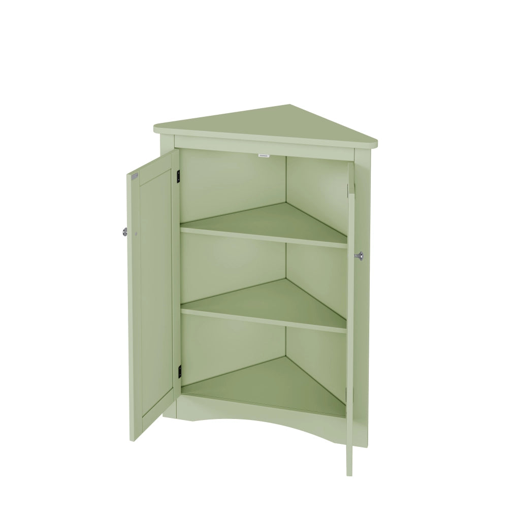 Armadietto angolare da bagno con 2 ante e 3 vani, in MDF laccato, verde, per bagno cucina soggiorno, 61,5 × 80 cm