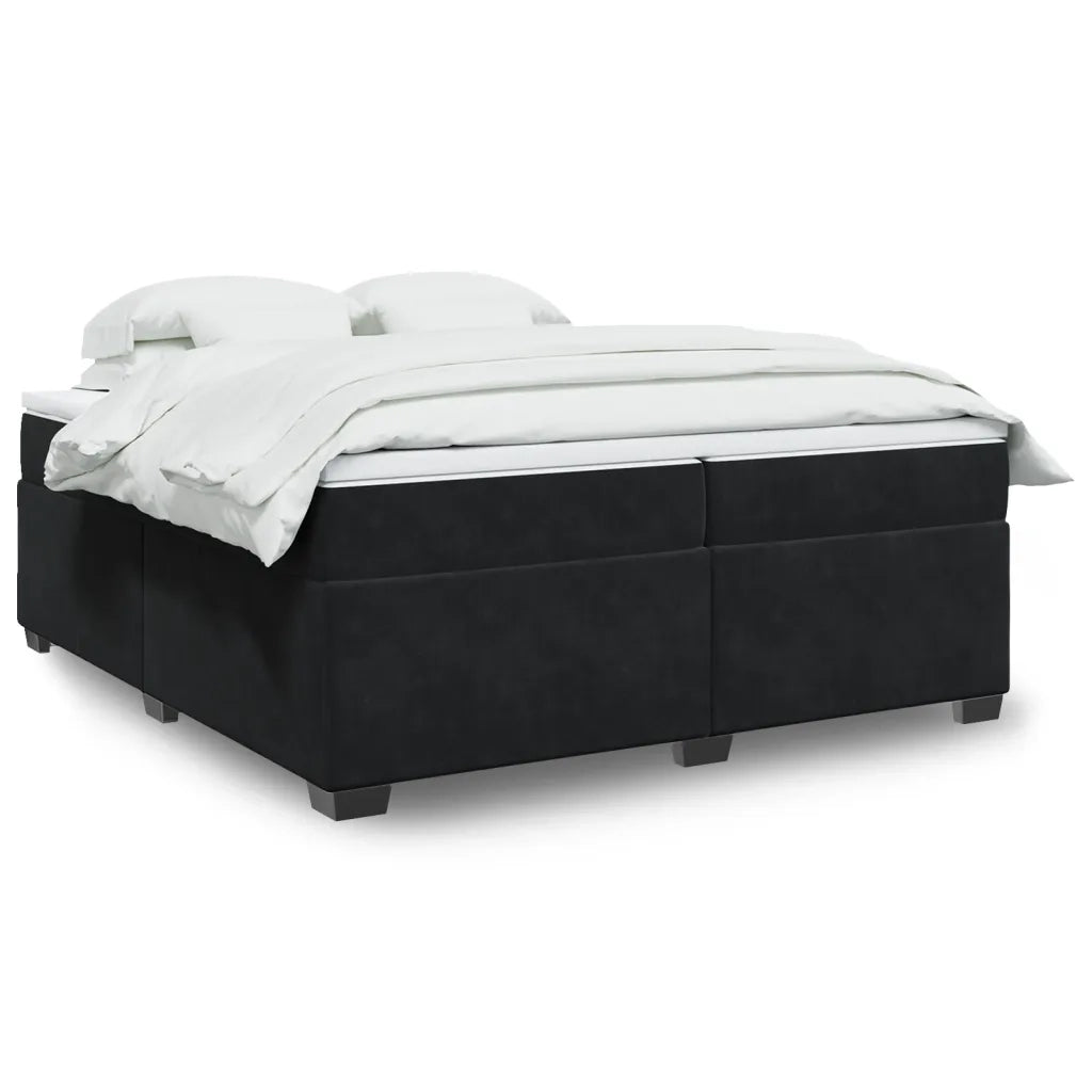Giroletto a Molle con Materasso Nero 200x200 cm in Velluto 3285307