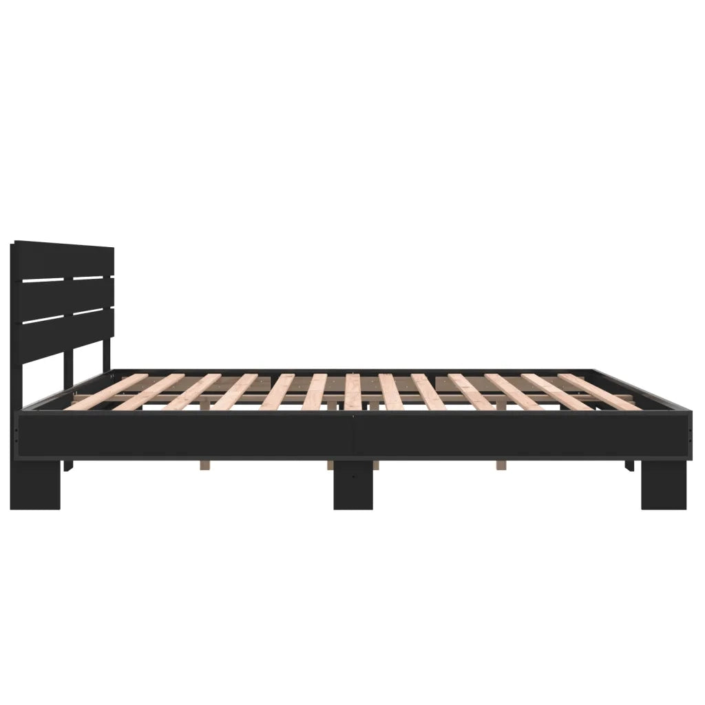 Giroletto Nero 200x200 cm in Legno Multistrato e Metallo 3280127