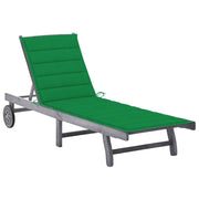 Sdraio da Giardino Grigia con Cuscino in Massello di Acacia cod mxl 11790