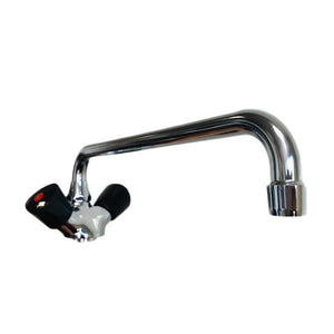 Rubinetto per cucina industriale con canna extralunga e maniglie nere ergonomiche