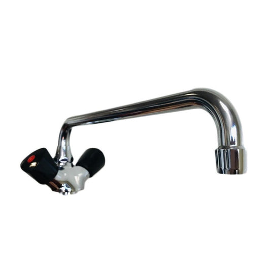 Rubinetto per cucina industriale con canna extralunga e maniglie nere ergonomiche