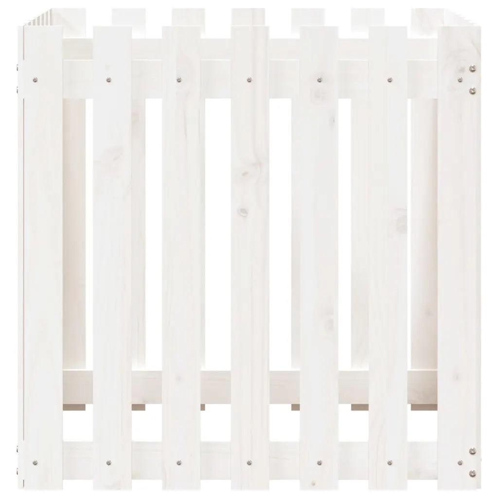 Fioriera Giardino a Recinzione Bianca 70x70x70 cm Massello Pino 832463