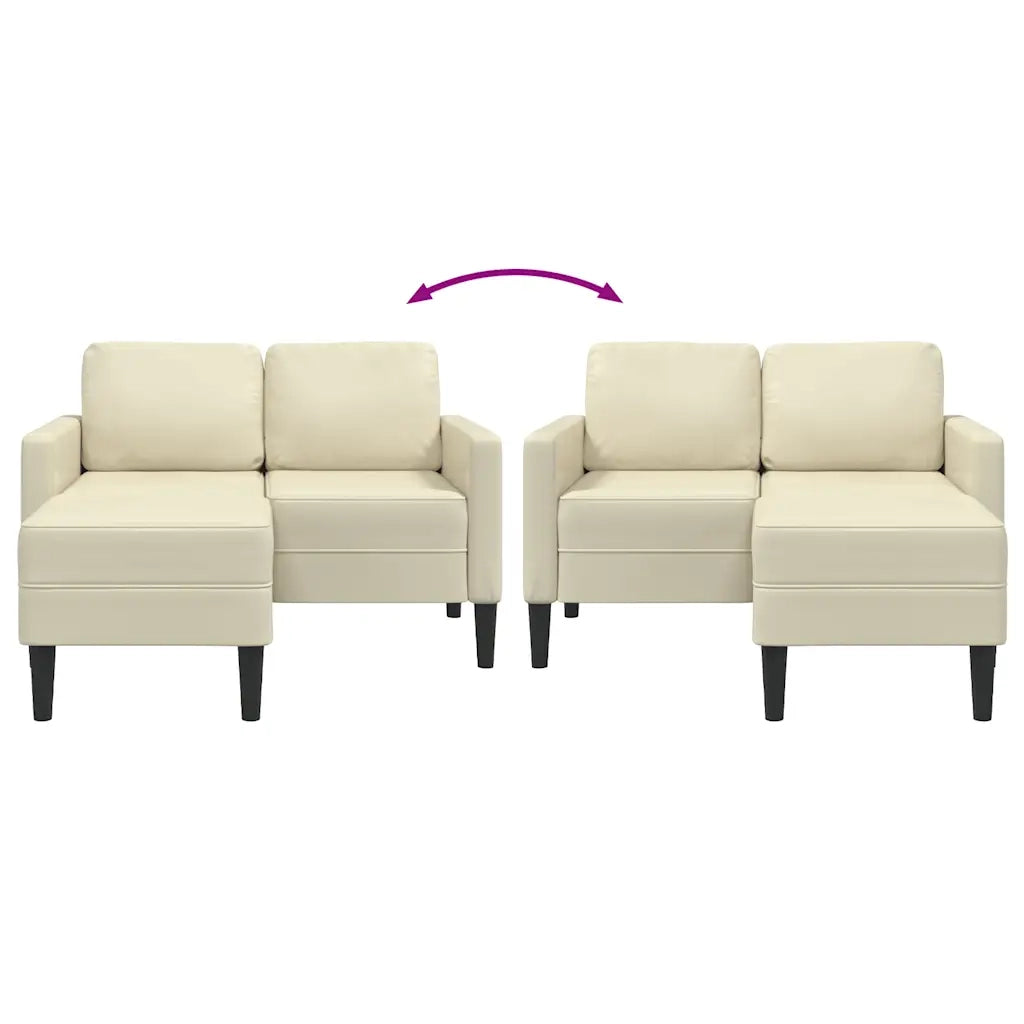 vidaXL Divano 2 Posti con Chaise longue a L Crema 125 cm in Similpelle