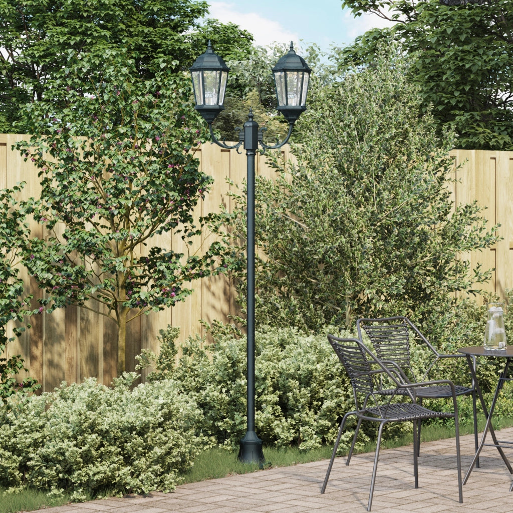 Lampione da Giardino  2-Lampade E27 Verde 220 cm Alluminio