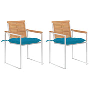 Sedie da Giardino 2 pz con Cuscini in Legno di Teak e Acciaio cod mxl 6769