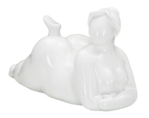 Statua Donnina Yoga Relax 32x16x16 cm in Poliresina Bianco