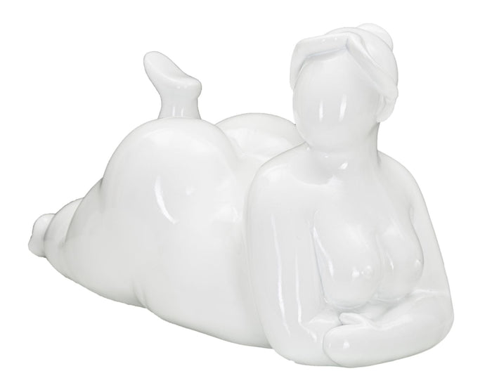 Statua Donnina Yoga Relax 32x16x16 cm in Poliresina Bianco