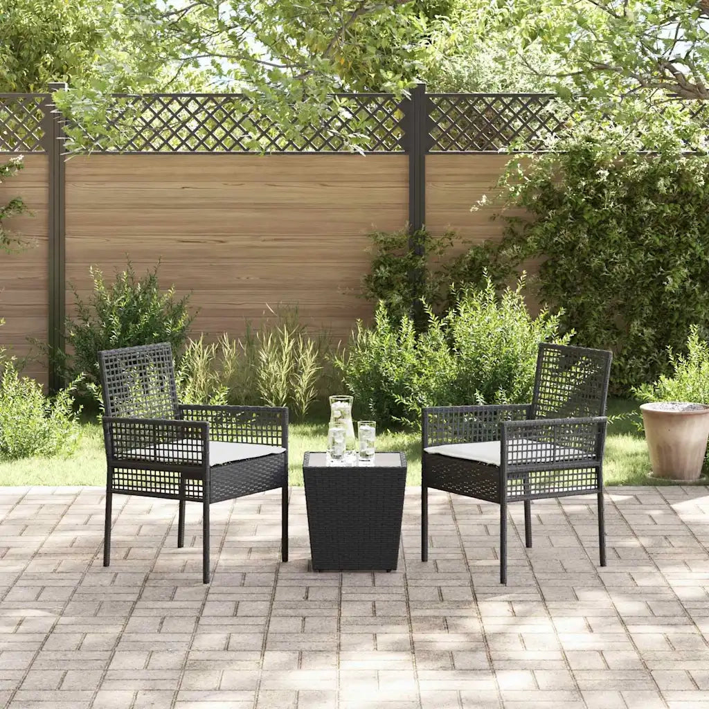 Set Bistro da Giardino 3 pcs Nero polyrattan 3334955