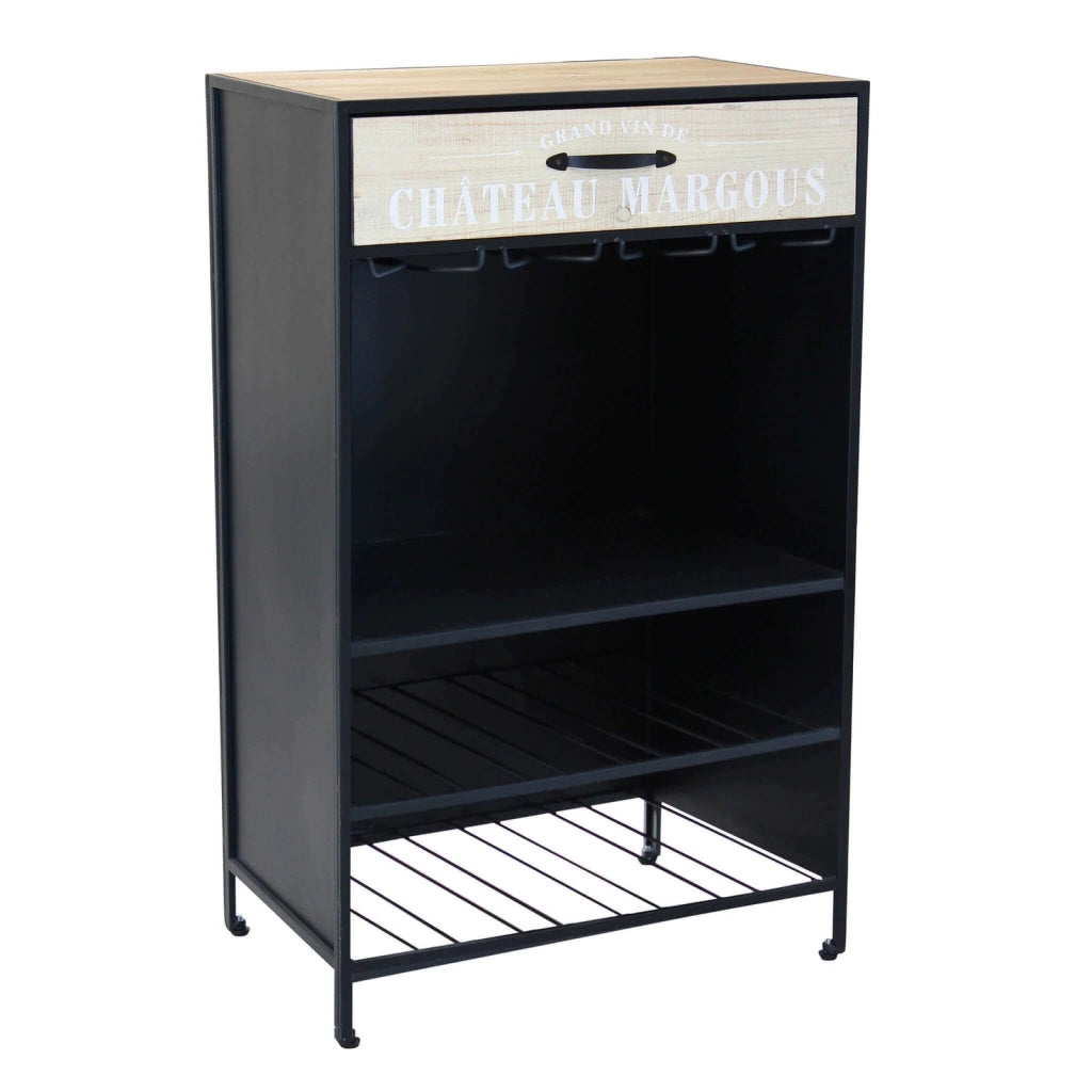 Mobile con portabottiglie in Legno Metallo cm 59x39 5x95 - GABRIEL