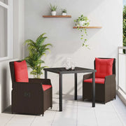 Set da Pranzo per Giardino 3 pcs Marrone Poly Rattan 3381023