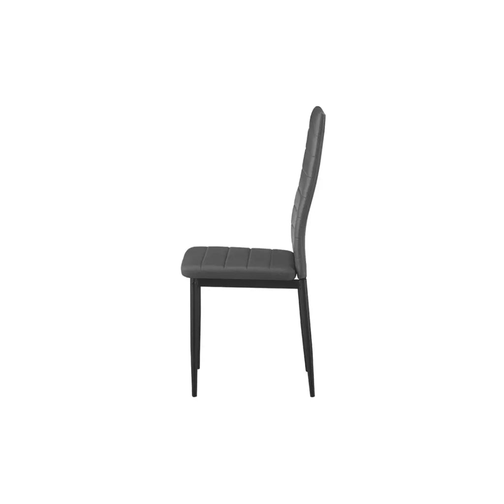 Set di 4 sedie da pranzo KEIZO – Design moderno – Gambe in metallo nero – Rivestimento in PU grigio