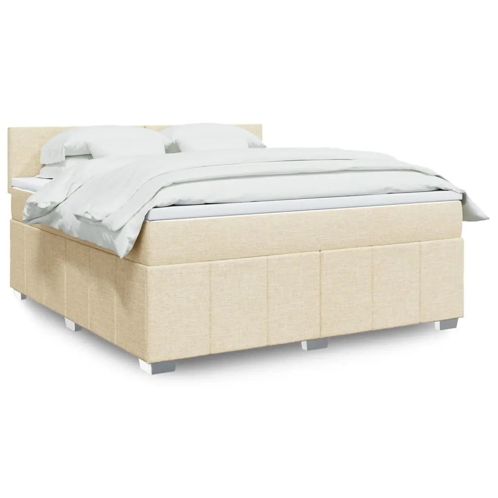 vidaXL Giroletto a Molle con Materasso Crema 180x200 cm in Tessuto
