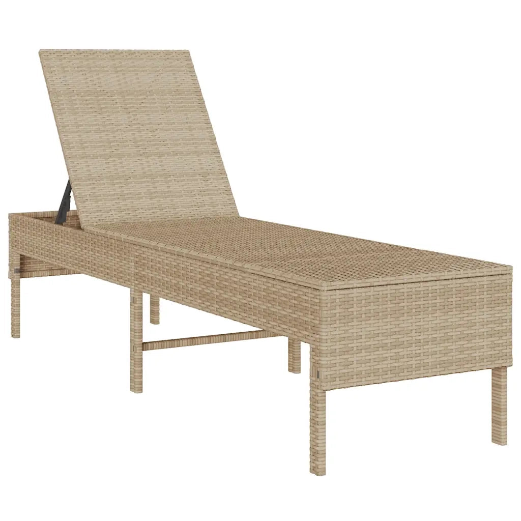 Lettino Prendisole con Cuscini Beige 55x200x44 cm in Polyrattan