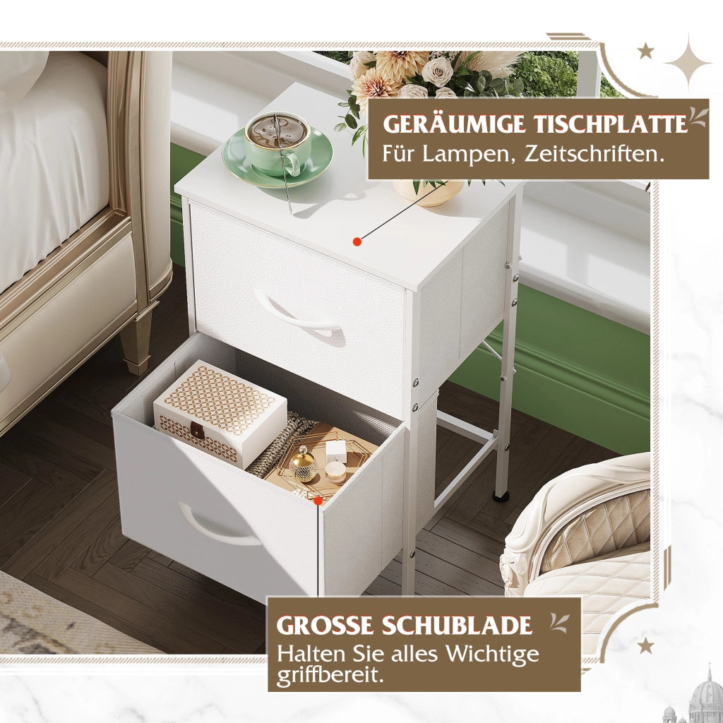 Cassettiera con 2 cassetti in tessuto ¨C zephmum ¨C Bianco 60x40x