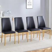 Sedie da Pranzo Set 4 Pezzi ¨C MINIMAL ¨C Nero, Gambe in Metallo Dorato, Similpelle