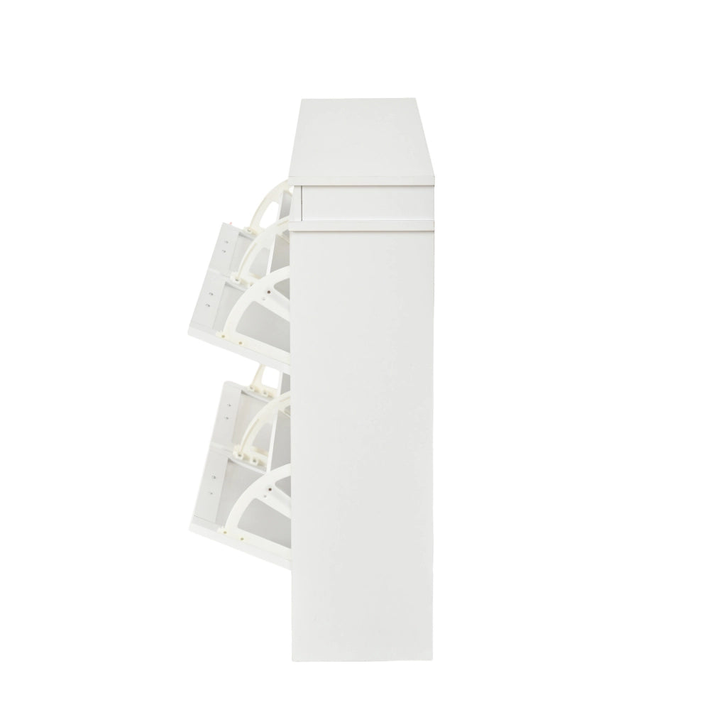 Scarpiera salvaspazio a 4 ante ribaltabili 105x24x83 cm in MDF bianco