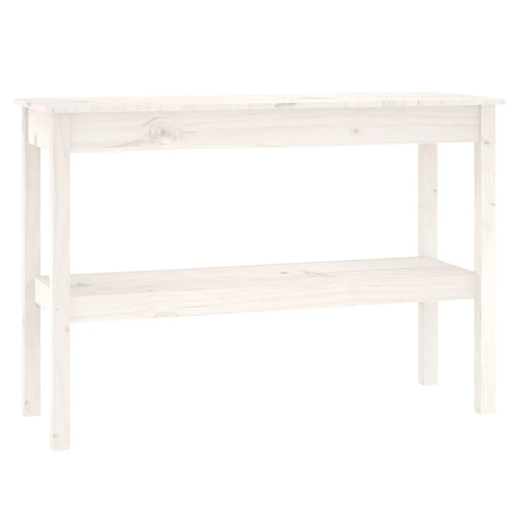 Tavolo Consolle Bianco 110x40x75 cm in Legno Massello di Pino