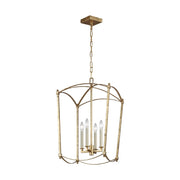 Lampadario Industrial Nordico Thayer Acciaio Doratura Anticata 4 Luci E14