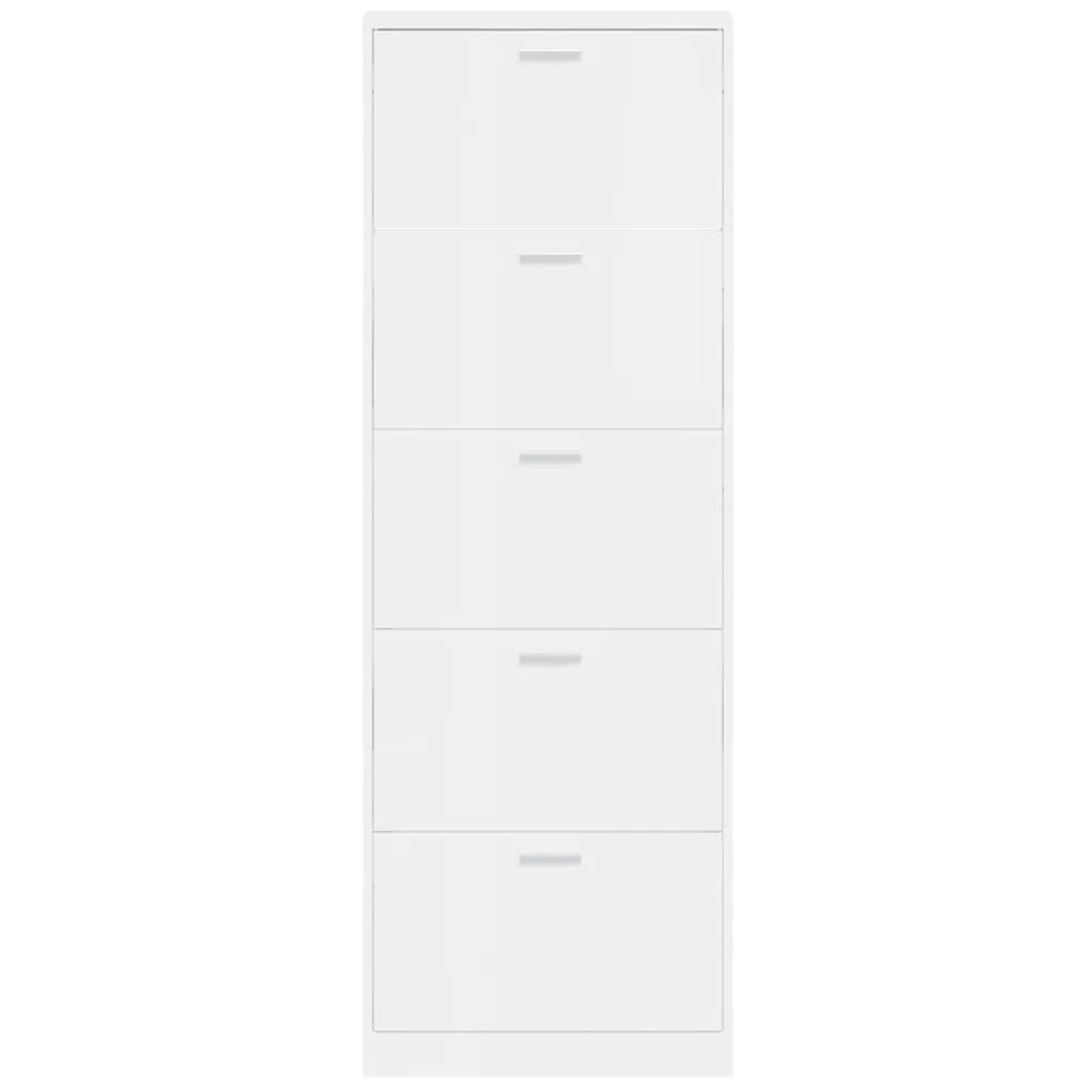 Scarpiera-Scaffale per scarpe Bianco Lucido 59x17x169 cm in Legno Multistrato