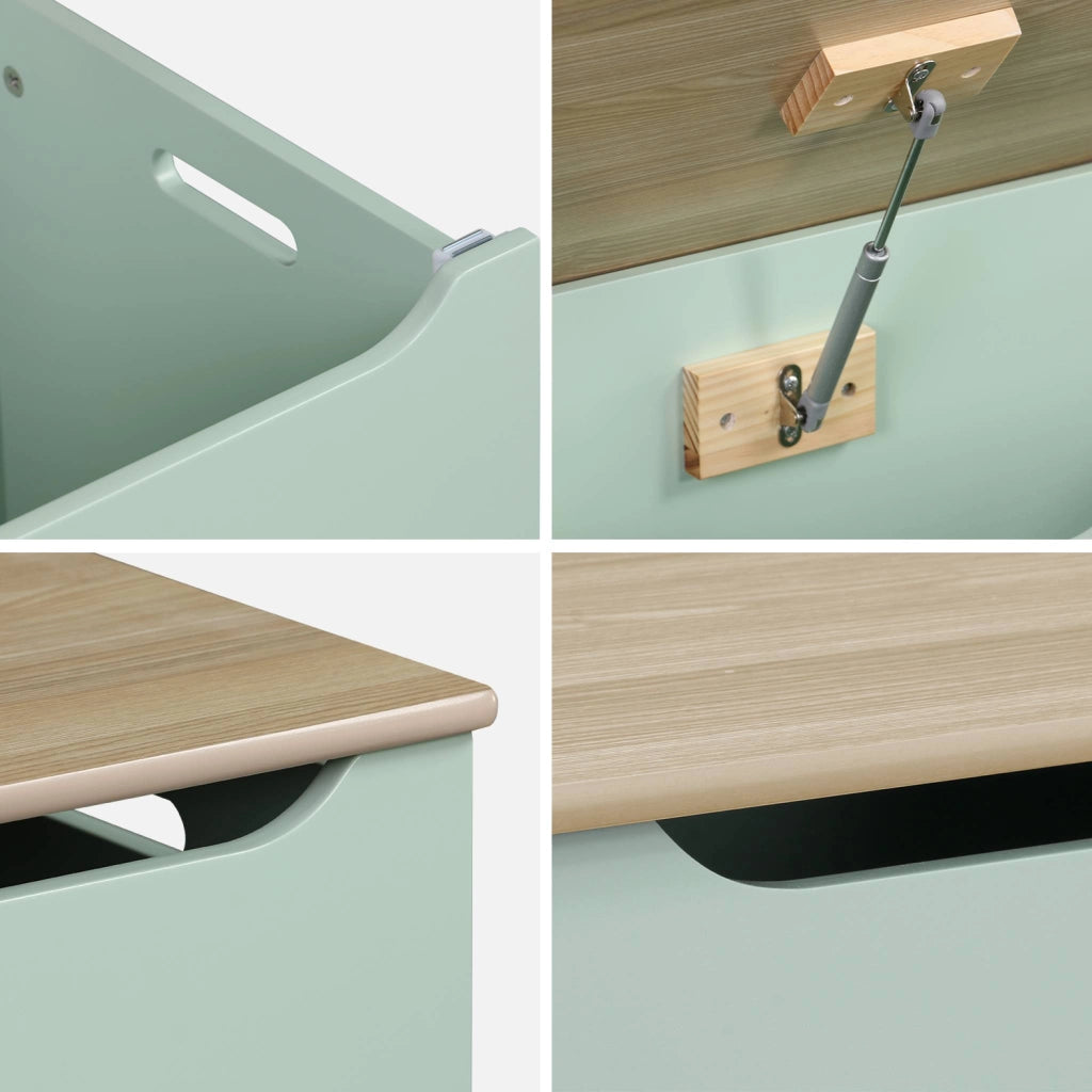 Cassettone per giochi effetto legno bianco, verde celadon