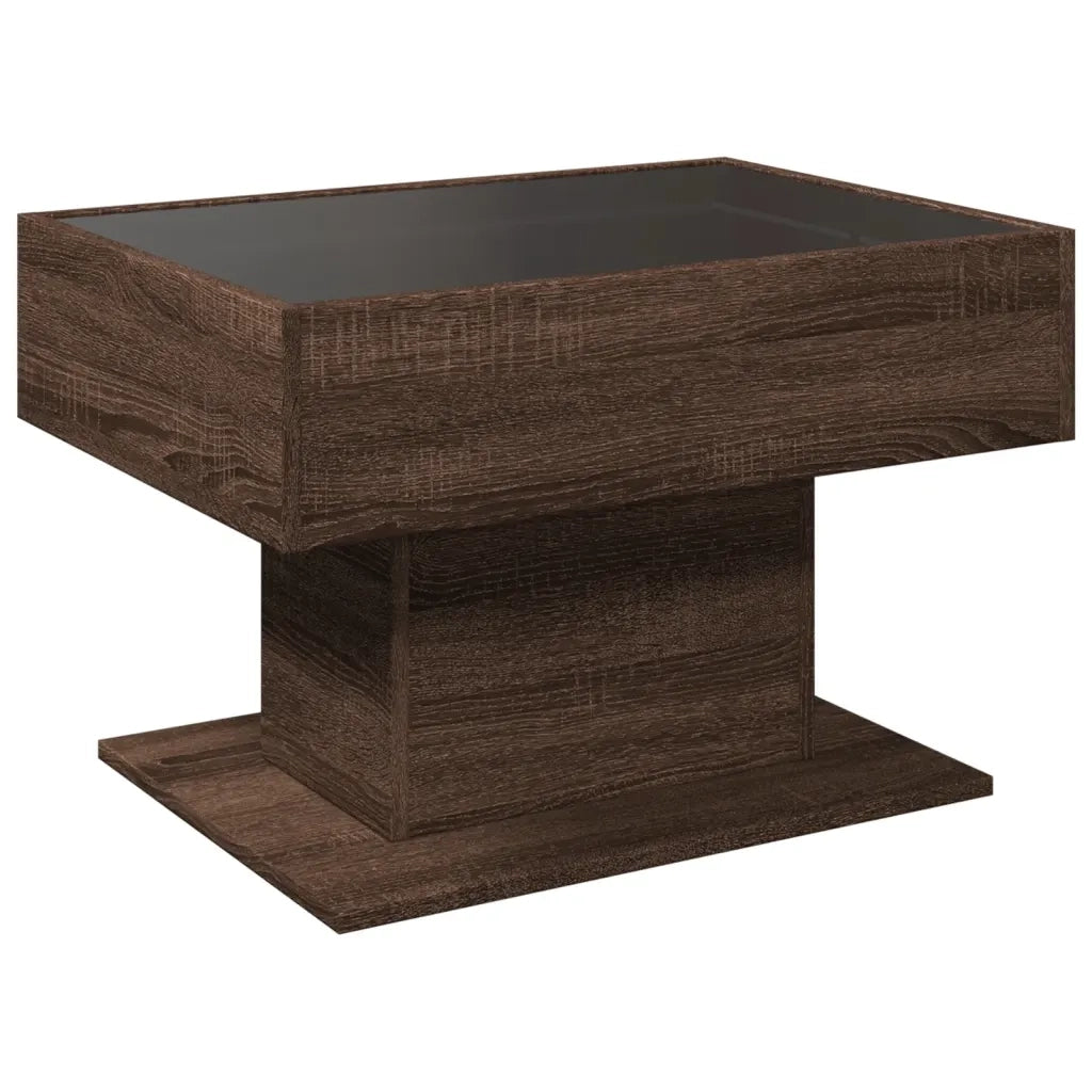 Tavolino Salotto con LED Rovere Marrone 70x50x45 cm Multistrato