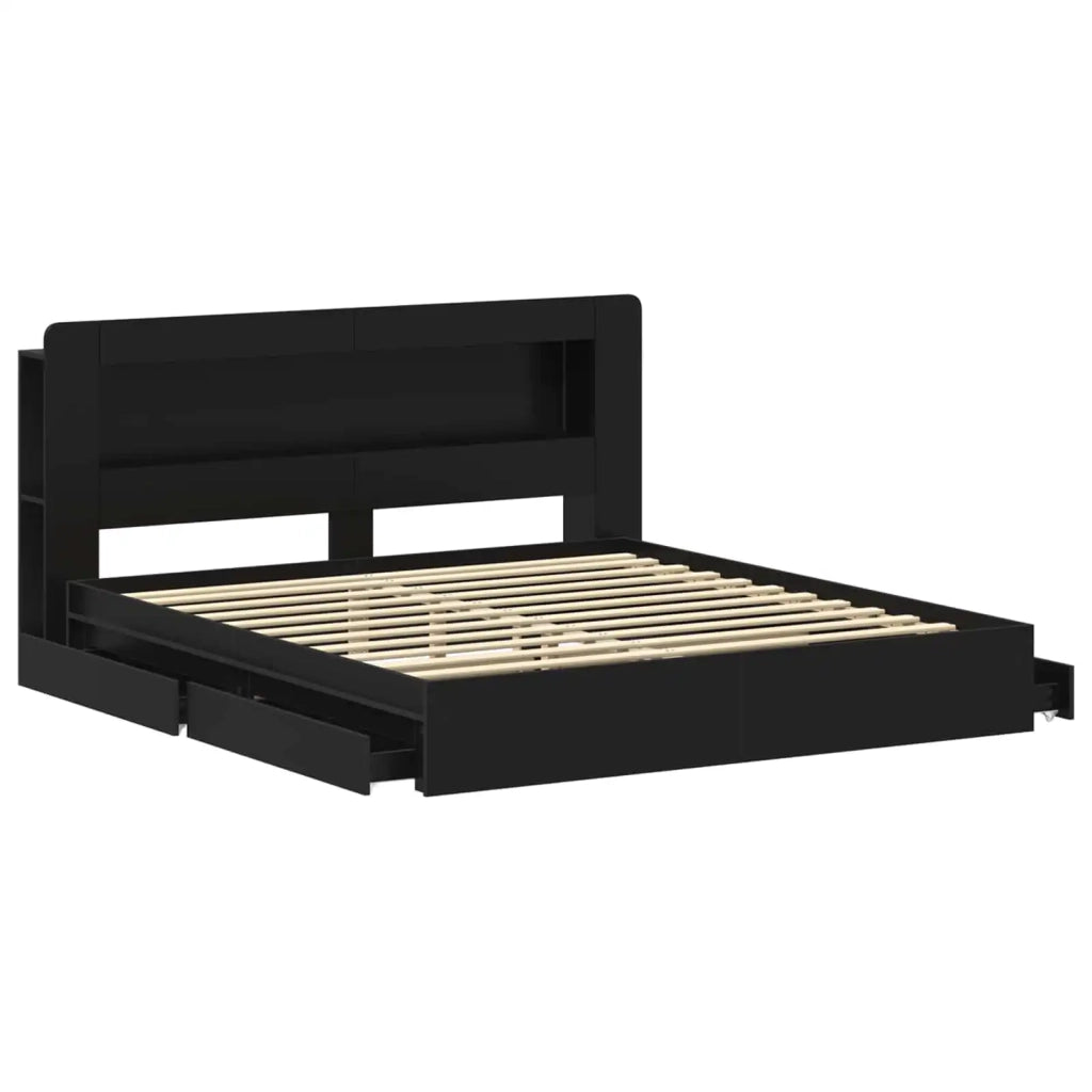 Telaio del letto con storage con cassetto Nero 200 x 200 cm 3433690